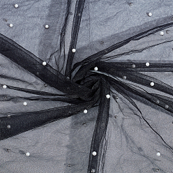Черный Жемчужная нейлоновая сетчатая ткань, для украшения костюмов, чёрные, 160~162x0.02 см, 2двор/шт.