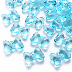 Светло-Синий Прозрачные акриловые подвески, бантом, голубой, 21x29x10.5 мм, отверстие : 2.5 мм, Около 118 шт / 500 г