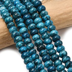 Темно-Голубой Натуральный камень-карта / камень пикассо / нити из бисера пикассо, рондель, глубокое синее небо, 6.5~7x4~4.5 мм, отверстие : 0.8 мм, около 89 шт / нитка, 15.35'' (39 см)