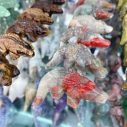 Гелиотроп Натуральный кровавый камень, резные фигурки крокодилов, статуи для украшения рабочего стола для домашнего офиса, 50x45 мм