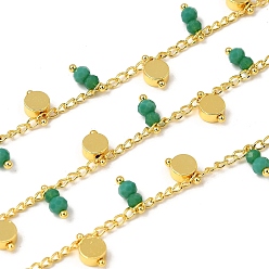 Темный Голубой Латунные плоские круглозвенные цепи, со стеклом, стойки покрытие, долговечный, без свинца и без кадмия, реальный 18 k позолоченный, пайки, с катушкой, темные голубые, 3x2x0.5 мм и 8.5x5x2.5 мм и 9x3.7 мм