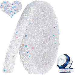 Белый 5м лента со стразами, звезды горячая полоса сверления, белые, 1/2 дюйм (14 мм) ~ 5/8 дюйм (15 мм), около 5.47 ярдов (5 м) / комплект