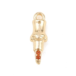 Others Brass Micro Pave Cubic Zirconia Pendants, Real 14K Gold Plated, 15.5x4.7mm, Hole: 1.4mm