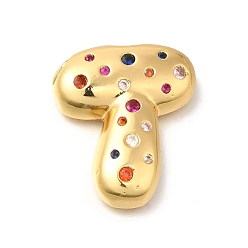 Letter T Латуни циркония кубической подвески, без кадмия, без никеля и без свинца, подвески с буквой az~z, реальный 18 k позолоченный, Письмо T, 30x25.5x6.5 мм, отверстие : 5x2.5 мм