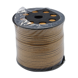 Gold Korean Faux Suede Cord, Faux Suede Lace, with PU Leather, Gold, 3x1.5mm, about 100yards/roll(300 feet/roll)
