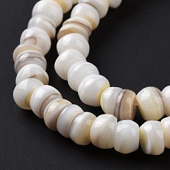 Goldenrod Natural Cultured Freshwater Shell Beads Strands, Dyed, Rondelle, Goldenrod, 6.5~7.5x2~6.5mm, Hole: 1mm, about 85pcs/strand, 14.88 inch(37.8cm)
