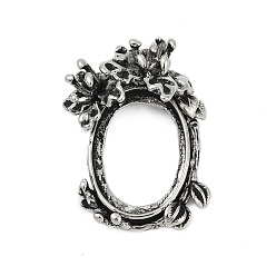 Античное Серебро Сеттинги для кулона (кабошонов), латунь , настройки открытой спины, цветок с полым овалом, античное серебро, лоток : 18.5 мм, 28.5x22.5x12 мм, отверстие : 5 мм