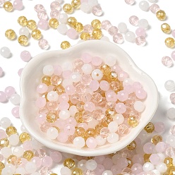 Pink Стеклянные бусины, граненые, рондель, розовые, 6x5 мм, отверстие : 1 мм, Около 280 шт / 60 г