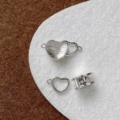 Платина Латуни блокировки застежками, сердце, платина, 22x9.5x5.5 мм, отверстие : 1.2 мм