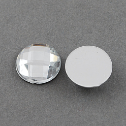 Clear Acrylic Rhinestone Cabochons, Flat Back, Faceted, Half Round, Clear, 25x8mm, about 100pcs/bag