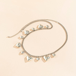 Платина Сердце сплав кисточка витая цепь талия живот цепи для женщин, платина, 680 мм