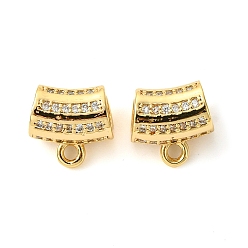 Настоящее золото 18K Латунные дужки из латуни с микропаве из кубического циркония, без кадмия, без никеля и без свинца, петля под залог, колонка, реальный 18 k позолоченный, 10x10x7 мм, отверстие : 1.5 мм, внутренний диаметр: 4 мм