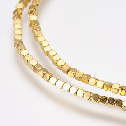 с Золотистым Покрытием Сорта aa немагнитные синтетические гематитовые шарики, кубические, с золотым покрытием, 1.5x1.5x1.5 мм, отверстие : 0.5 мм, около 270 шт / нитка, 15.7 дюйм (40 см) в длину