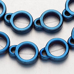 со Синим Покрытием Гальванизировать немагнитных синтетический гематит нитей бисера, кальян, с покрытием синим, 16x12x4 мм, отверстие : 1 мм, около 26 шт / нитка, 15.7 дюйм