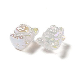Clear UV Plating Rainbow Iridescent Acrylic Beads, Baby Girl with Bear Clothes, Clear, 17.5x16.5x14mm, Hole: 3.5mm