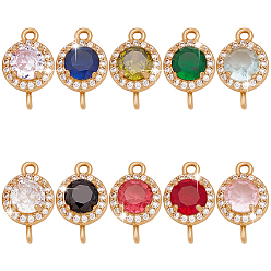 (52) Непрозрачная лаванда 10 шт. 10 цвета латунь микро паве кубический цирконий соединительные подвески, плоские круглые прелести, золотые, разноцветные, 16x9x4.5 мм, отверстие : 1.4 мм, 1 шт / цвет