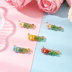 (52) Непрозрачная лаванда 5шт 5цвета стеклянные броши-цветы, латунные значки для рюкзачной одежды, разноцветные, 11x27.5 мм, 1 шт / цвет