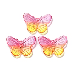 Бледно-фиолетовый Красный Прозрачные акриловые подвески, бабочка, бледно-фиолетовый красный, 20x26x3 мм, отверстие : 1.4 мм