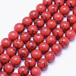 Synthetic Turquoise Synthetic Turquoise Bead Strands, Round, Dyed, 10mm, Hole: 2mm, about 38pcs/strand, 15.35 inch