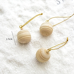 Круглые Рождественские подвесные украшения из дерева, для подвесных украшений на елку, круглые, 25x25 мм, 3 шт / комплект