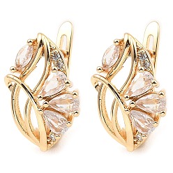 Light Gold Creolen aus Messing mit Zirkonia, Blume des Lebens, Licht Gold, 22x13.5x14.5 mm