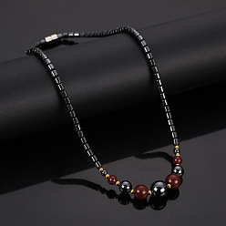 Немагнитные Гематит Круглые синтетические немагнитные гематитовые и красные бусины с магнитными застежками, 17.72 дюйм (45 см)