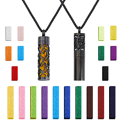 Mixed Shapes 2 шт. 2 стили ожерелья из нержавеющей стали в виде флаконов духов, ожерелья с подвесками в виде полых колонн-диффузоров, со сменными парфюмерными подушечками 20 шт., чёрные, разнообразные, 21.89~27.76 дюйм (55.6~70.5 см), 1 шт / стиль