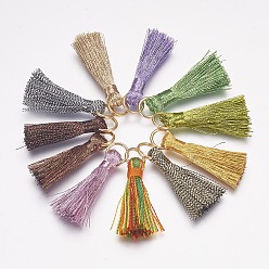 (52) Непрозрачная лаванда Украшение подвески из нейлона, с железной фурнитурой, золотые, разноцветные, 30~32x7x4 мм, отверстие : 4x5 мм