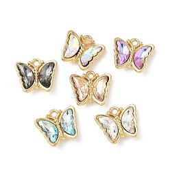 (52) Непрозрачная лаванда Сплав стекла подвески, бабочка, золотой свет, без кадмия, без никеля и без свинца, стойки покрытие, граненые, разноцветные, 14.5x16x4 мм, отверстие : 2 мм