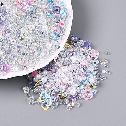 Белый Дым Пластик, смола и стекло, блестящий нейл-арт с глиттером, маникюрные блестки, diy sparkly paillette советы ногтей, разнообразные, серый, 2~6x2~7x0.3~1.5 мм, около 28125 шт / упаковка