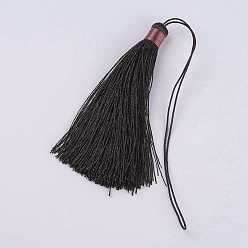 Black Nylon Thread Tassel Big Pendant Decorations, Black, 95x10mm