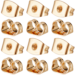 Настоящее золото 18K 100 шт. Латунные гайки для ушей, спинки фрикционных серег для сережек-гвоздиков, реальный 18 k позолоченный, 6x4.5x3 мм, отверстие : 0.8 мм