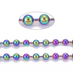 Rainbow Color Вакуумное покрытие pvd 304 шариковые цепи из нержавеющей стали, с катушкой, пайки, Радуга цветов, 10 мм, около 32.8 футов (10 м) / рулон