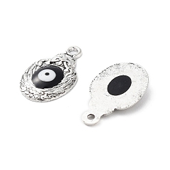 Black Alloy Enamel Pendants, Bird with Evil Eye Charm, Cadmium Free & Nickel Free & Lead Free, Antique Silver, Black, 20x11.5x2mm, Hole: 1.6mm
