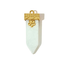 Настоящее золото 18K 304 подвески из нержавеющей стали смолы, меч с цветочными подвесками, ионное покрытие (ip), реальный 18 k позолоченный, 40x14 мм