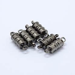 Черный Цвет Металла Латунные магнитные застежки с петлями, колонка, металлический черный , 17x6 мм, отверстие : 2 мм