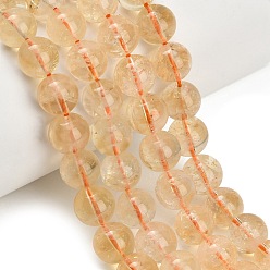 Citrine Natural Citrine Beads Strands, Smooth Round, 10mm, Hole: 1.2mm, about 37pcs/strand, 15.35''(39cm)
