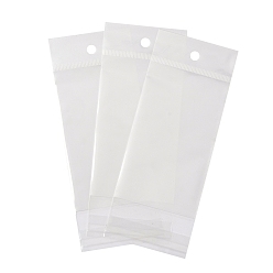 Белый Прямоугольник ОПП целлофановые мешки, самозапечатывающиеся пакеты с отверстием для подвешивания, белые, 16x6x0.01 см, отверстие : 7 мм