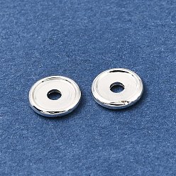 Silbern Silberfarbig Messing Perlen, Scheibe, Gestell, langlebig überzogen, Silbern Silberfarbig, 6x1 mm, Bohrung: 1.5 mm
