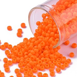 (50AF) Matte Opaque Bright Orange Тохо 8/0 круглые бусины, японский бисер, (50 af) матовый непрозрачный ярко-оранжевый, 3 мм, отверстие : 1 мм, Около 222 шт / 10 г