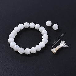White Moonstone Natürliche weiße Mondsteinperlen dehnen Armbänder aus, mit elastischem Faserdraht und Verpackungsbox, 2-1/8 Zoll (5.3~5.4 cm)