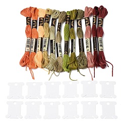 (52) Непрозрачная лаванда 6-слойная полиэфирная нить для вышивания, нитки для вышивки крестом, сегмент окрашенный градиентный цвет/рождественская/осенняя цветовая серия, 12 шт. пластиковые доски для намотки нитей, разноцветные, 0.5 мм, около 8.75 ярдов (8 м) / моток, 12 мотков/набор, 2 комплекты, 24 мотки