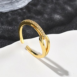 Настоящее золото 18K Латунные микро проложить пальцев кольца кубического циркония, долговечный, стойки покрытие, без свинца и без кадмия, реальный 18 k позолоченный, 5 мм, внутренний диаметр: 17 мм