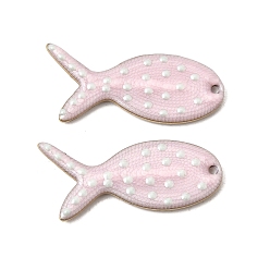 Pink 304 нержавеющей стальной эмали подвески, рыбы прелести, розовые, 30x12x2.5 мм, отверстие : 1.2 мм