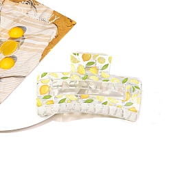 Лимон Пластиковые заколки для волос с прямоугольным принтом и когтями, аксессуары для волос для женщин и девочек, лимон, 45x85x40 мм