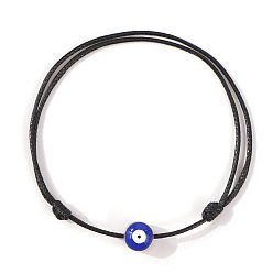 Черный Браслеты из смоляной эмали и бусин от сглаза, регулируемые плетеные браслеты из вощеного шнура для женщин, чёрные, внутренний диаметр: 11 дюйм (28 см)