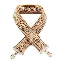 Золотистый Нейлоновая холщовая сумка с цветочным узором, лямки для сумки, для замены сумочки или сумки через плечо, золотые, 75~145x5 см