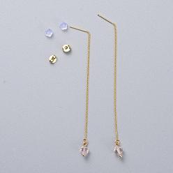 391 _silk Echte 18 k vergoldete Messingohrfäden, Mit österreichischen Kristallperlen, Ohrstecker aus Kunststoff und Messing, Kartons, Doppelkegel, 391 _silk, 93 mm, Stift: 0.8 mm