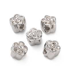 Нержавеющая Сталь Цвет 304 из нержавеющей стали бусы, цветок, цвет нержавеющей стали, 6x6x5.5 мм, отверстие : 1.8 мм