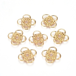 Doré  Perles d'espacement en fer galvanisé, fleur, or, 16x16x1mm, Trou: 2.5mm